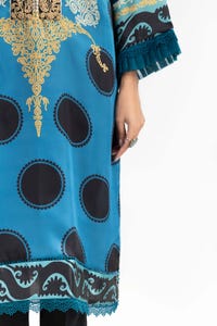 UAE -Luxury Pret Printed Poly Satin Embroidered Kurti And Dupatta ILP-22-42 2PC