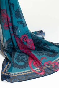 UAE -Luxury Pret Printed Poly Satin Embroidered Kurti And Dupatta ILP-22-42 2PC