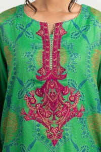UAE -Luxury Pret Printed Khadi Net Embroidered Kurti And Trouser ILP-22-93 2PC