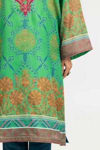 UAE -Luxury Pret Printed Khadi Net Embroidered Kurti And Trouser ILP-22-93 2PC