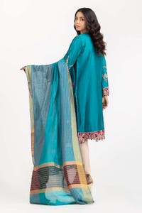 UAE -Luxury Pret Cotton Net Embroidered Shirt with Dupatta ILP-23-141 2 PC