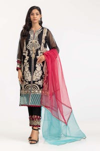UAE -3 PC Luxury Pret Organza Embroidered Suit ILP-23-167