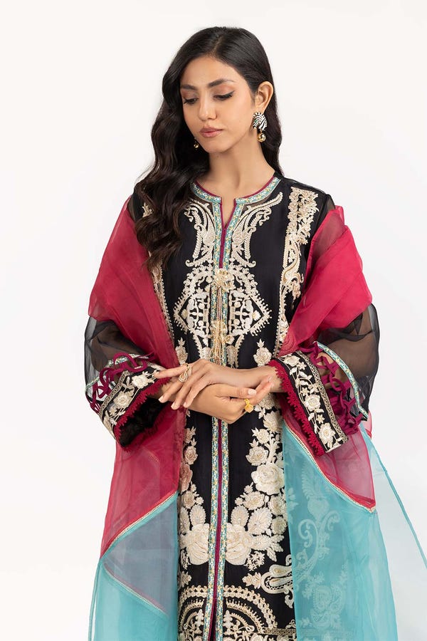 UAE -3 PC Luxury Pret Organza Embroidered Suit ILP-23-167
