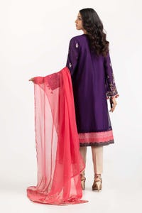 UAE -2 PC Luxury Pret Cotton Net Embroidered Shirt with Dupatta ILP-23-186