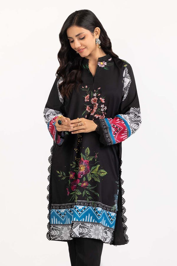 UAE -Luxury Pret Digital Printed Crepe Georgete Embellished Shirt ILP-23-188