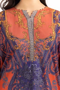 UAE -Luxury Pret Digital Printed Embellished Shirt ILP-23-190