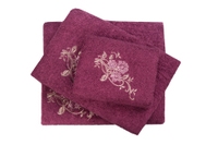 UAE -Purple Combed Embroidered 3 PC Towel Set