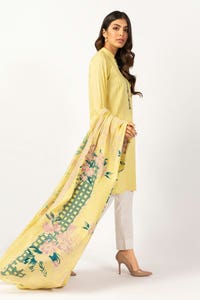 UAE -Embroidered Cotton Shirt With Screen Printed Lawn Dupatta - IPS-21-56 2PC