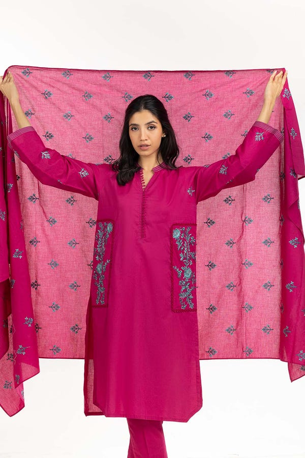 UAE -3PC Cambric Embroidered Suit IPS-22-166