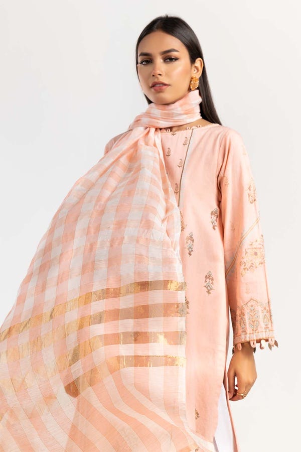 UAE -Screen Printed Cambric Shirt Yarn Dyed Dupatta IPS-22-23 2PC