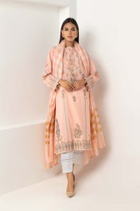 UAE -Screen Printed Cambric Shirt Yarn Dyed Dupatta IPS-22-23 2PC