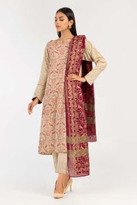 UAE -Screen Printed Cambric Shirt Yarn Dyed Dupatta IPS-22-26 2PC