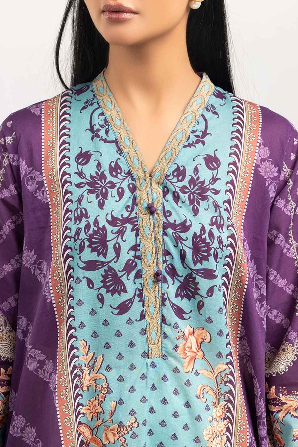 UAE -Digital Printed Cambric Embroidered Shirt Lawn Dupatta IPS-22-62 2PC