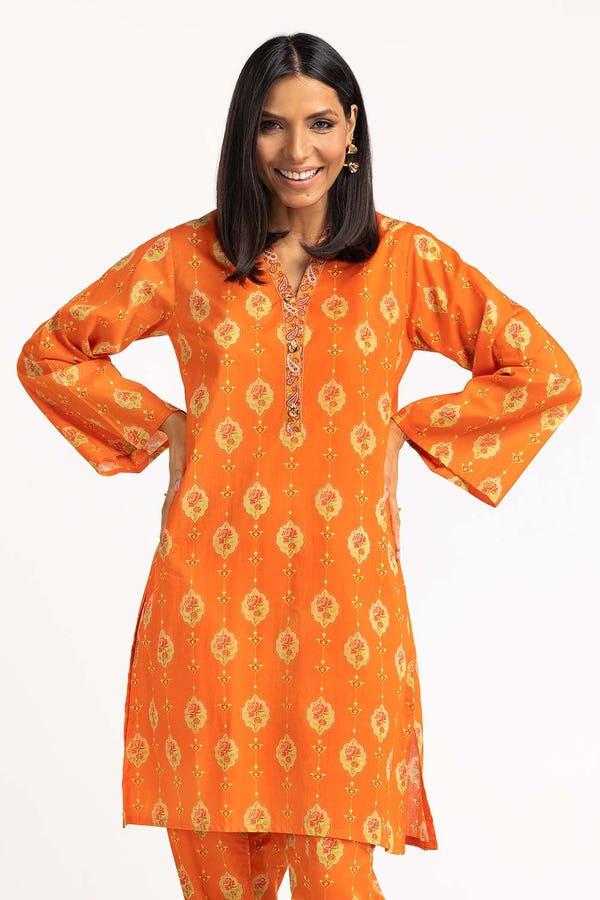 UAE -2PC Digital Printed Cambric Kurti With Trouser IPS-23-113