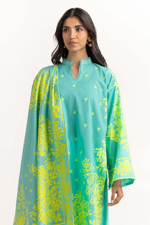 UAE -3PC Cambric Screen Printed Suit IPS-23-156