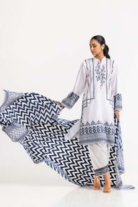UAE -2Pc Dyed Cambric Screen Printed Kurti With Dupatta IPS-23-214