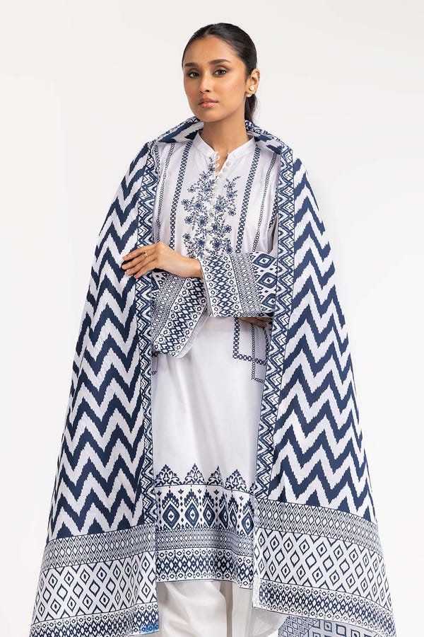 UAE -2Pc Dyed Cambric Screen Printed Kurti With Dupatta IPS-23-214
