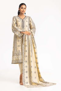 UAE -2Pc Dyed Cambric Screen Printed Kurti With Dupatta IPS-23-216