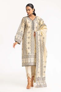 UAE -2Pc Dyed Cambric Screen Printed Kurti With Dupatta IPS-23-216