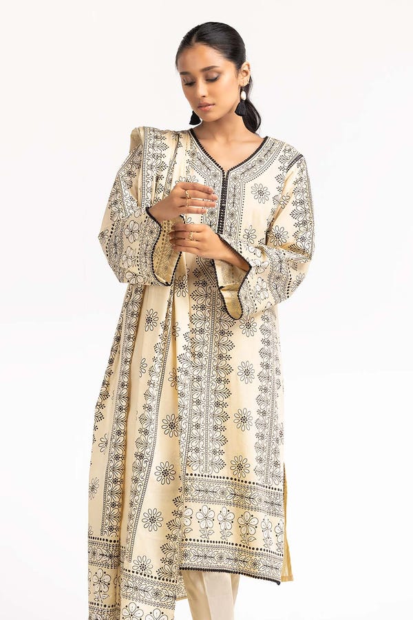 UAE -2Pc Dyed Cambric Screen Printed Kurti With Dupatta IPS-23-216