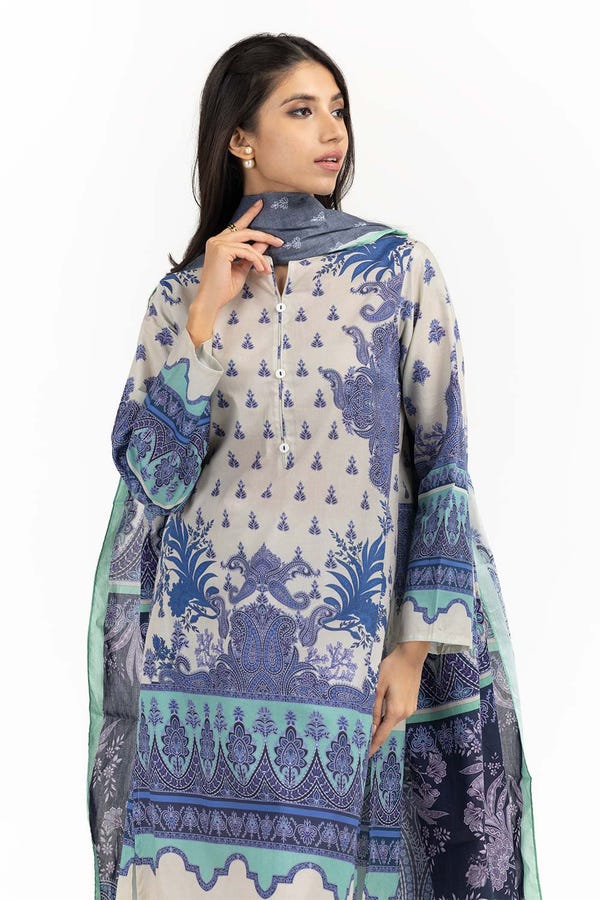UAE -2PC Digital Printed Cambric Shirt With Dupatta IPS-23-38