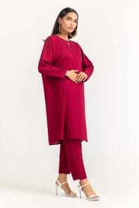 UAE -2PC Dyed Cambric Embelished Shirt With Trouser IPS-23-72
