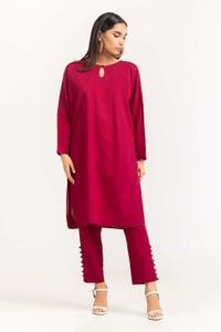 UAE -2PC Dyed Cambric Embelished Shirt With Trouser IPS-23-72