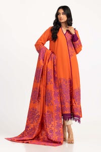 UAE -2PC Dyed Cambric Screen Printed Embelished Shirt With Dupatta IPS-23-82