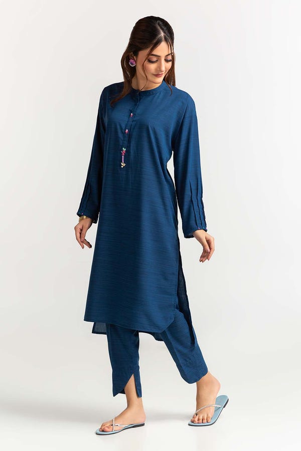 UAE -Dyed Polyester Viscose Embelished Shirt With Trouser IPS-24-122
