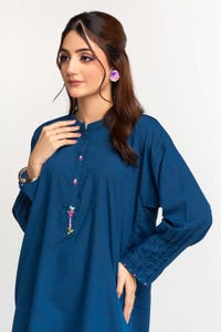 UAE -Dyed Polyester Viscose Embelished Shirt With Trouser IPS-24-122