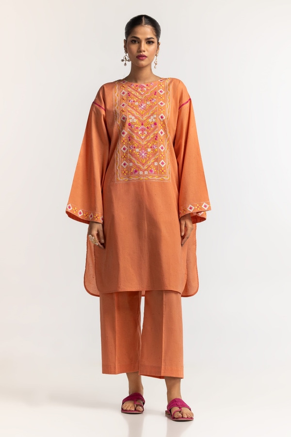 UAE -Dyed Embroidered Nep Lawn Shirt With Trouser IPS-24-24