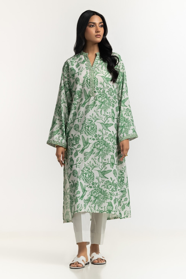 UAE-Poly Cambric Printed with Embroidered Shirt IPS-44497
