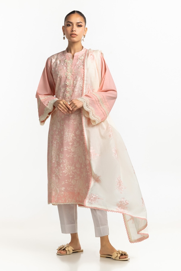 UAE-Cambric Embroidered Shirt And Embroidered Dupatta IPSD-44478