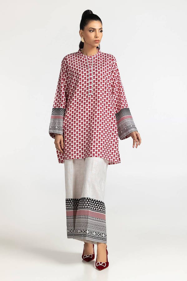 UAE -Cross Slub Printed Co-Ord Set IPST-44125