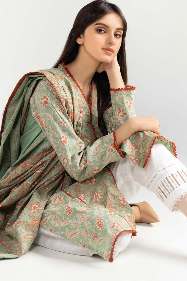 UAE -Screen Printed Cambric Shirt With Dupatta IPW-21-78 2PC