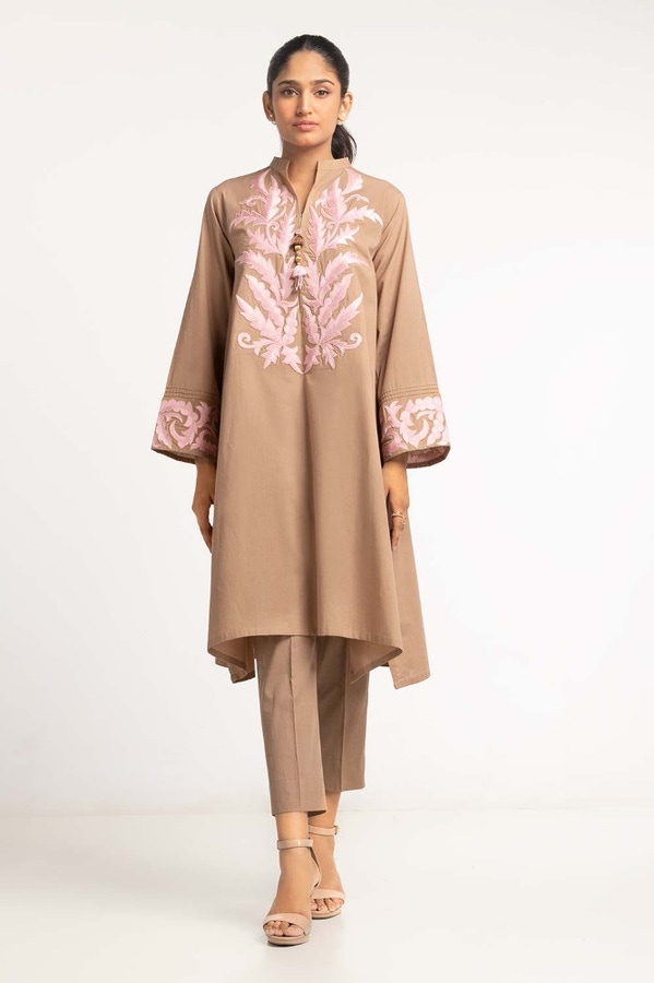 UAE -Dyed Cambric Embroidered Shirt And Trouser IPW-23-108