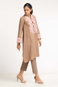 UAE -Dyed Cambric Embroidered Shirt And Trouser IPW-23-108