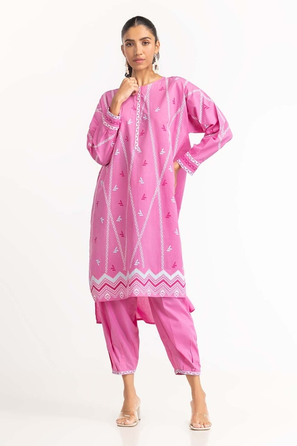 UAE -Dyed Cambric Screen Print Shirt With Trouser IPW-23-52