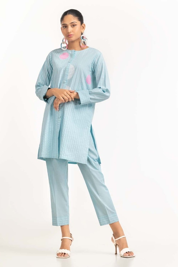 UAE -Dyed Cambric Screen Print Shirt With Trouser IPW-23-60