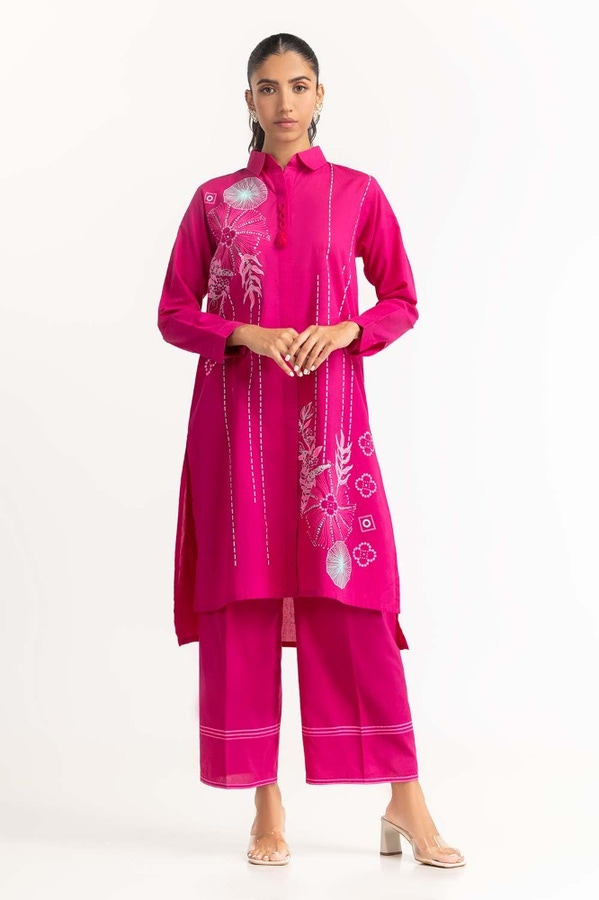 UAE -Dyed Cambric Screen Printed Shirt With Trouser IPW-23-79