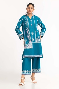 UAE -Dyed Cambric Screen Print Shirt With Trouser IPW-23-80