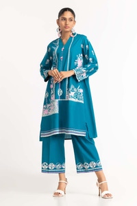 UAE -Dyed Cambric Screen Print Shirt With Trouser IPW-23-80