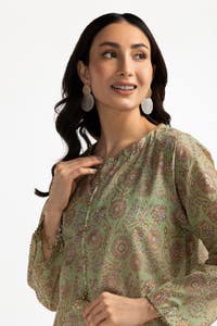 UAE -Lawn Gold Printed Shirt IUSTK-264