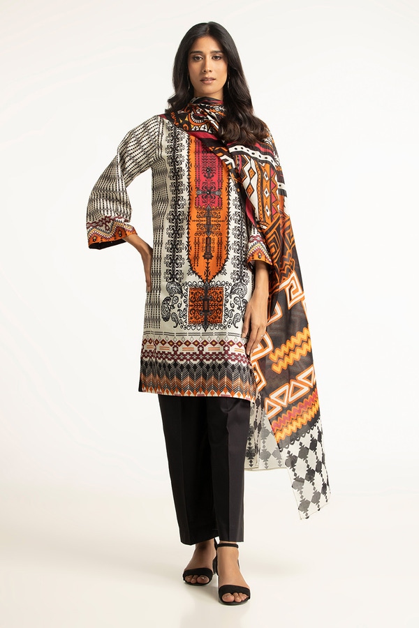 UAE -3PC Lawn Printed Suit IUSTKSD-100