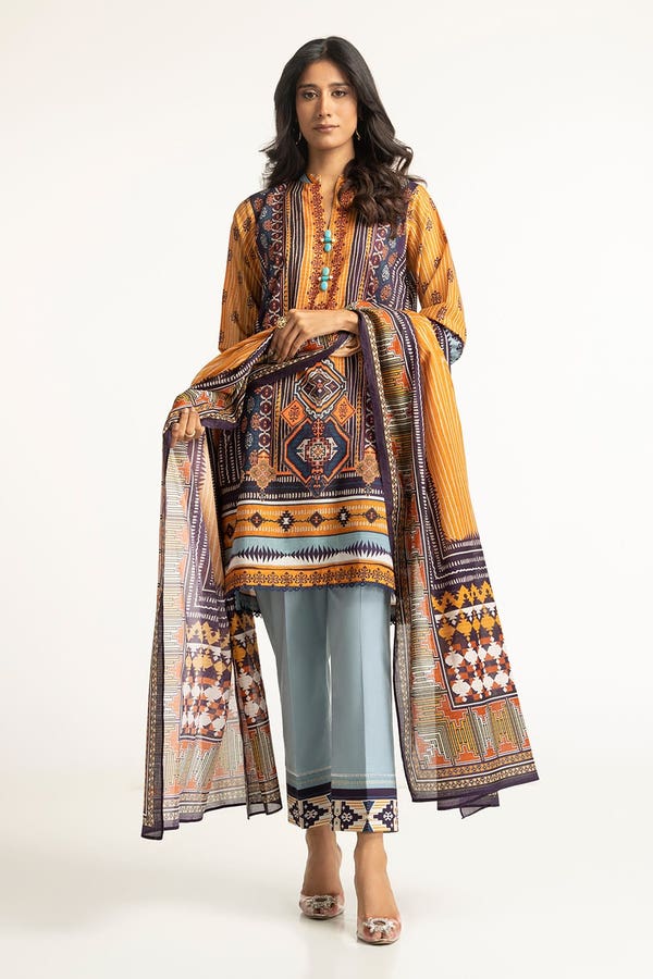 UAE-3 Piece Lawn Printed Suit IUSTKSD-111