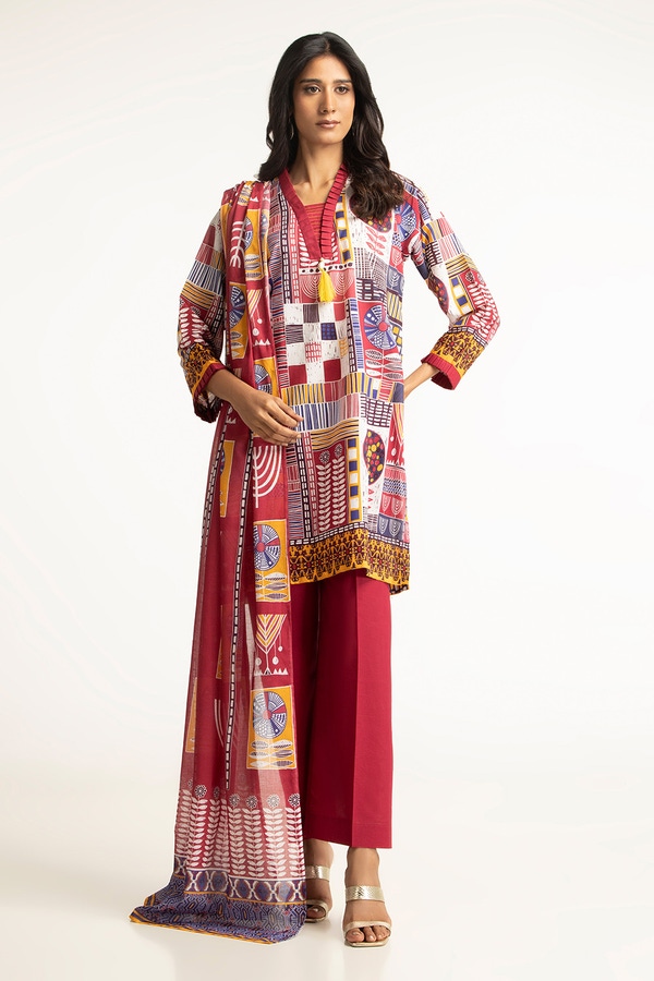 UAE-3 Piece Lawn Printed Suit IUSTKSD-152