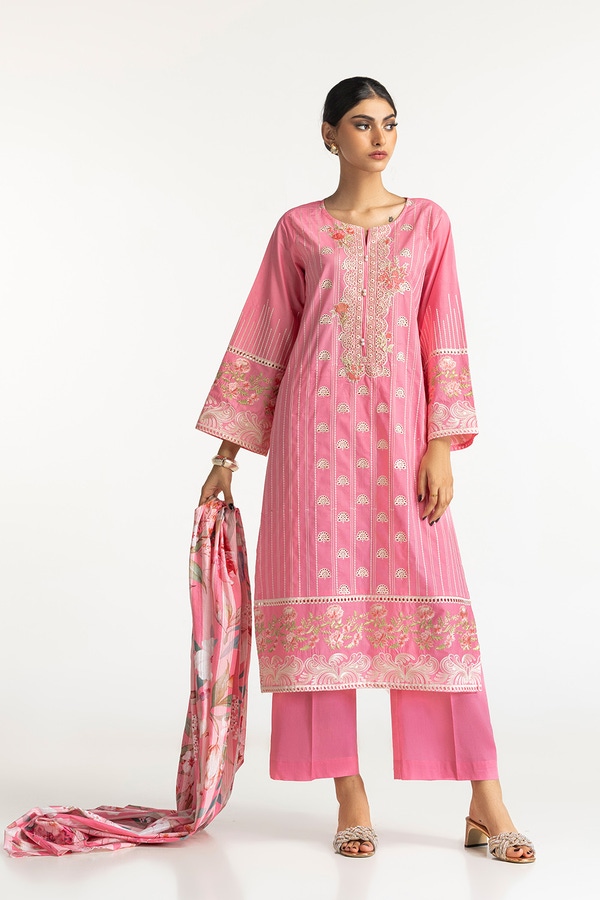 UAE-3 Piece Lawn Schiffli Embroidered Suit IUSTKSD-209