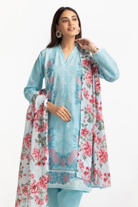 UAE -3 Piece Lawn Printed With Embroidered Suit IUSTKSD-210