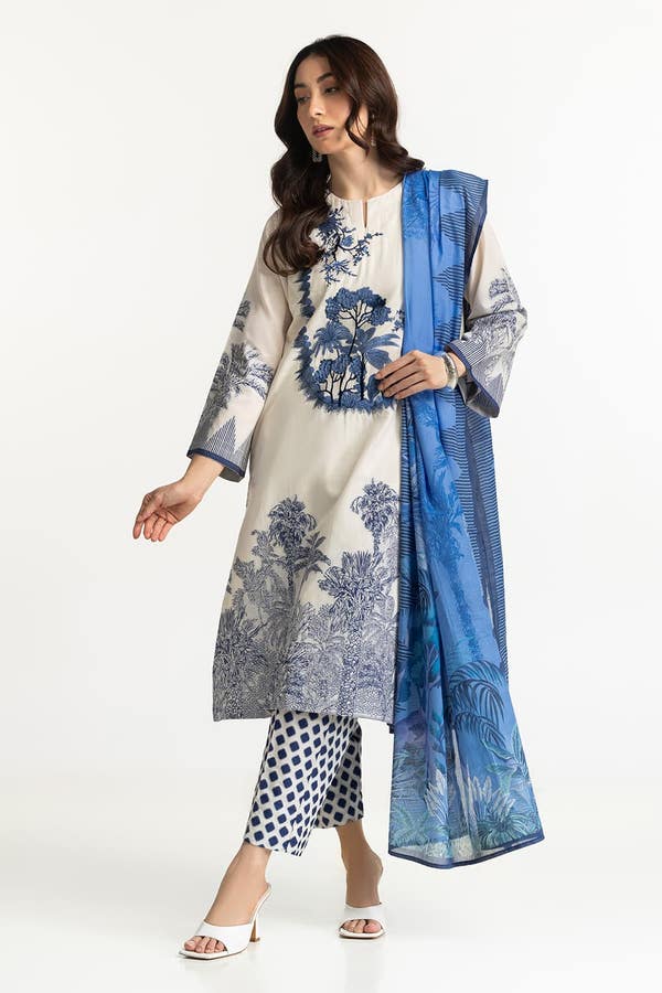 UAE -3PC Jacquard Embroidered Suit IUSTKSD-223