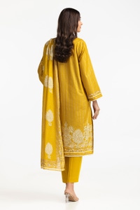 UAE-3 Piece Lawn Gold And Lacquer Printed Suit IUSTKSD-270